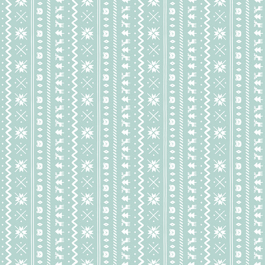 Flannel Northern Lights Glacier Fair Isle Stripe by Natalia Juan Abello for Riley Blake Designs