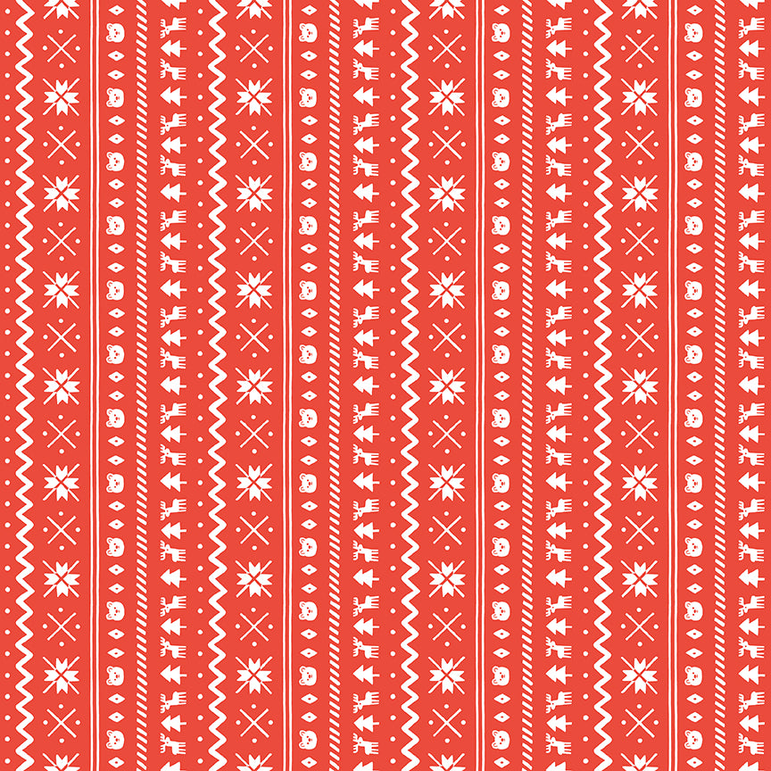 Flannel Northern Lights Red Fair Isle Stripe by Natalia Juan Abello for Riley Blake Designs