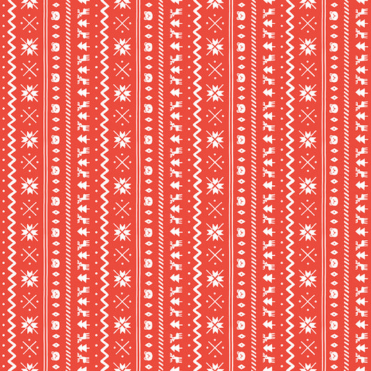 Flannel Northern Lights Red Fair Isle Stripe by Natalia Juan Abello for Riley Blake Designs