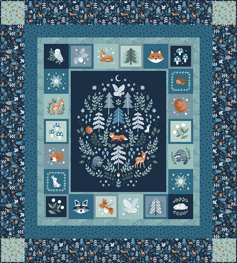 Twilight Creatures Night Owls Indigo by Natalia Juan Abello for Riley Blake Designs