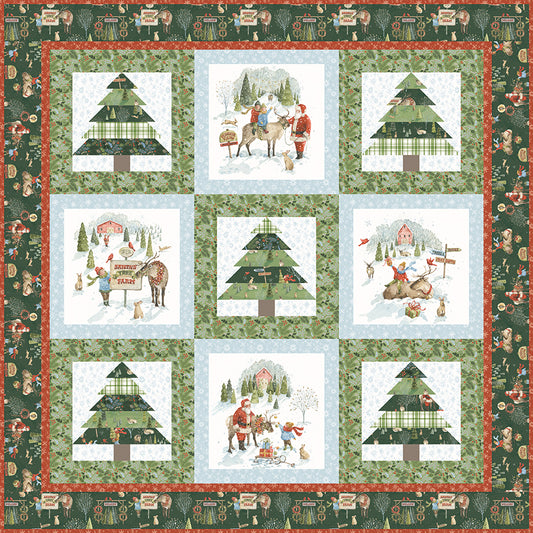 Santa's Tree Farm Quilt Panel by Lisa Audit for Riley Blake Designs