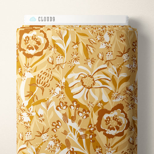 Kindred Comforts Organic Cotton Collection Bouquet Print in Pale Orange by Tanya Celia for Cloud 9 Fabrics