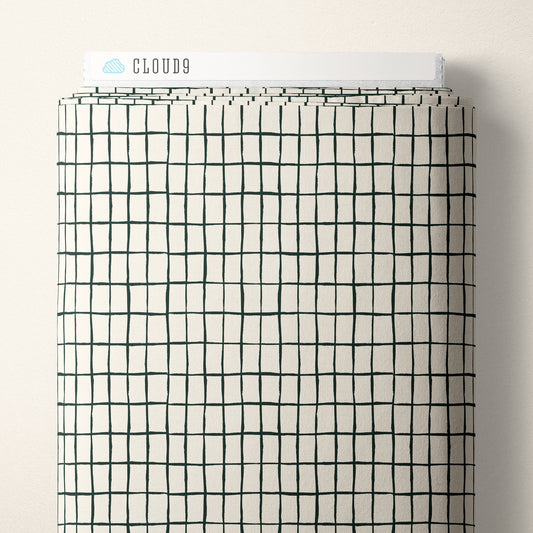 Kindred Comforts Organic Cotton Collection Zellige Print in Pine Green by Tanya Celia for Cloud 9 Fabrics