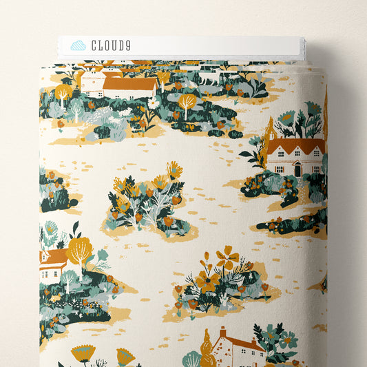 Kindred Comforts Organic Cotton Collection Homestead Print in Ivory/Multi by Tanya Celia for Cloud 9 Fabrics