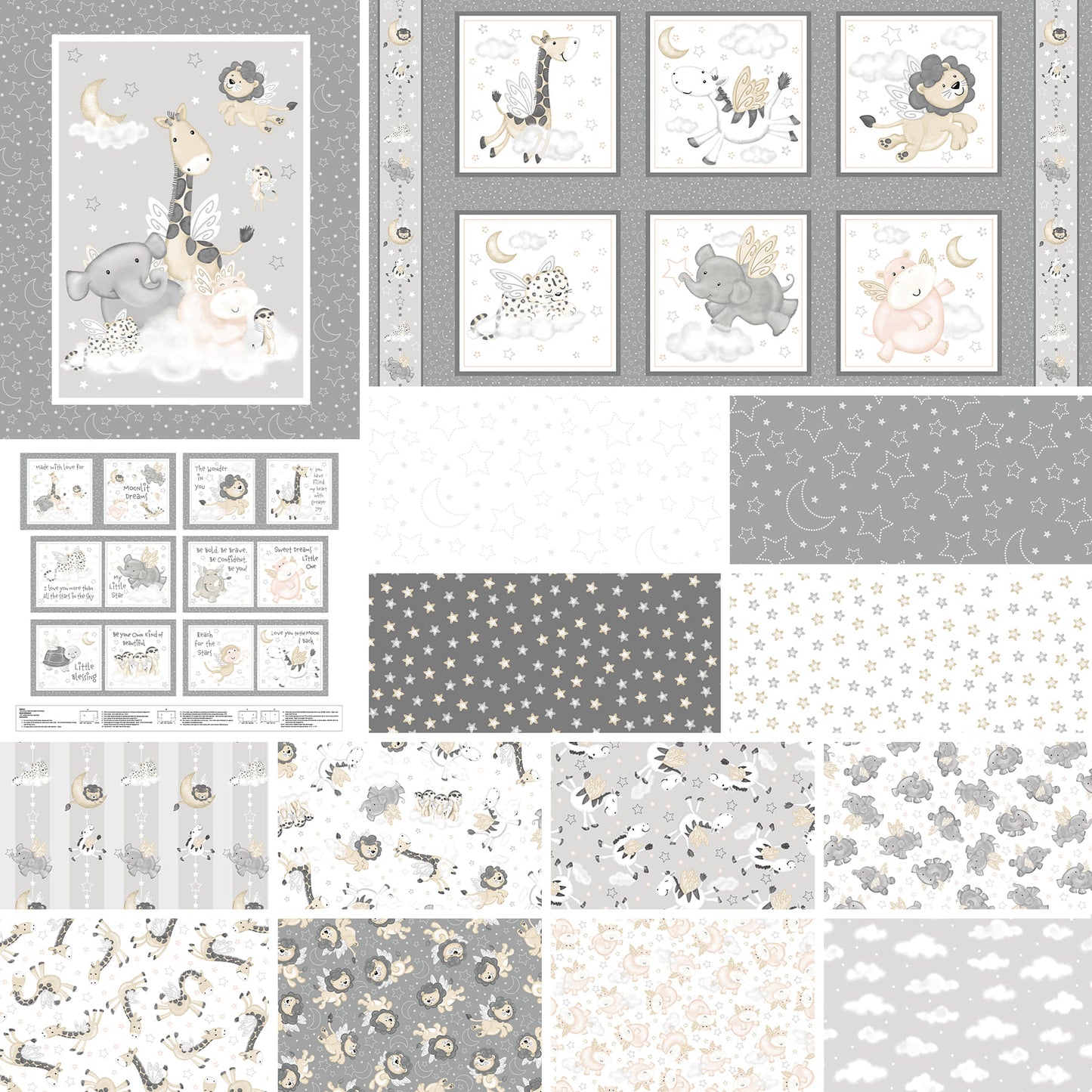 Moonlit Dreams - Animal Book Panel - by Victoria Hutto for Studio E Fabrics