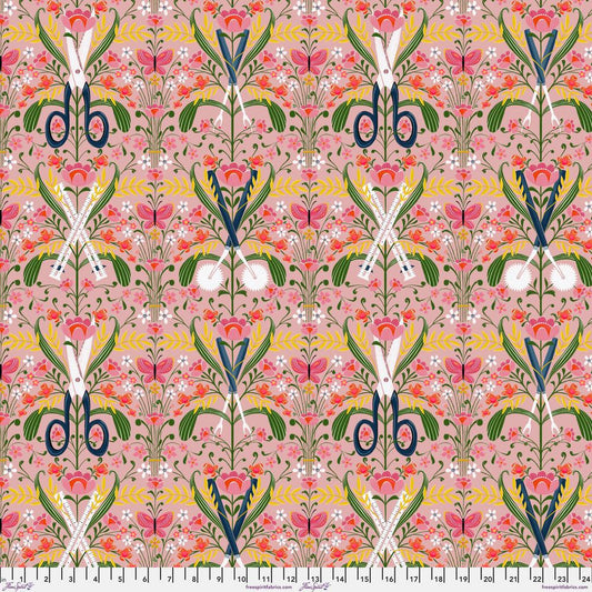 Magic Makers - LG Damask Gadgets Pink - by Cori Dantini for FreeSpirit Fabrics