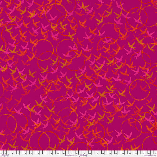 Findings Collection Flying Free Print Fuchsia Colorway by Valori Wells for FreeSpirit Fabrics