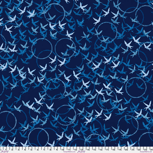Findings Collection Flying Free Print Indigo Colorway by Valori Wells for FreeSpirit Fabrics