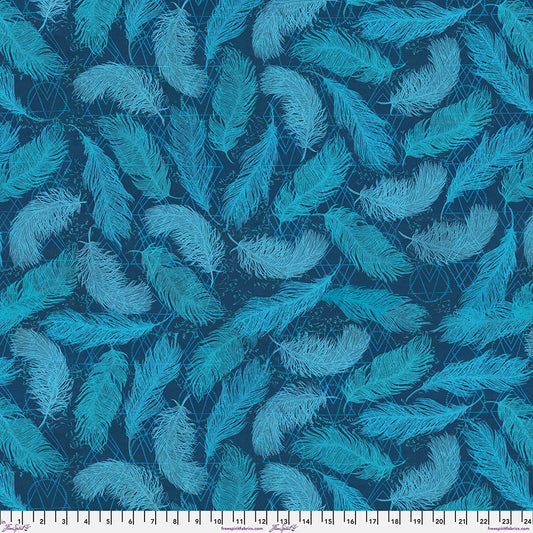 Findings Collection Feathers Print Indigo Colorway by Valori Wells for FreeSpirit Fabrics