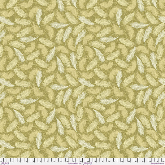 Findings Collection Small Feathers Print Gold Colorway by Valori Wells for FreeSpirit Fabrics