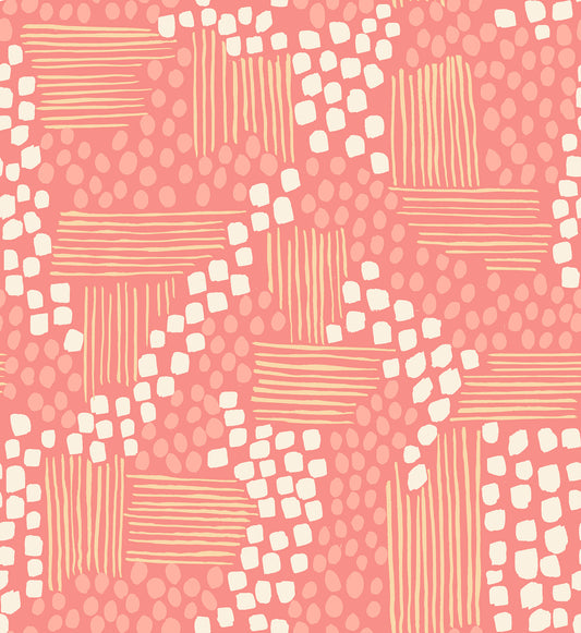 Aerial View Print in Watermelon from the Reimagined Landscapes Collection by Jen Hewett for Ruby Star Society and Moda Fabrics