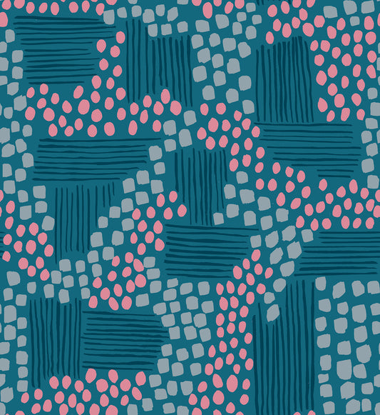 Aerial View Print in Teal from the Reimagined Landscapes Collection by Jen Hewett for Ruby Star Society and Moda Fabrics