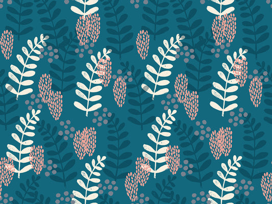 Fern Dell Print in Teal from the Reimagined Landscapes Collection by Jen Hewett for Ruby Star Society and Moda Fabrics