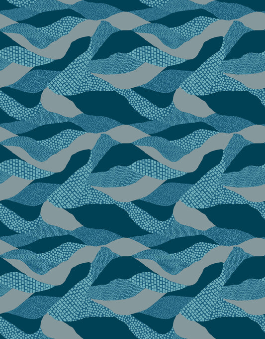 Lands End Print in Teal from the Reimagined Landscapes Collection by Jen Hewett for Ruby Star Society and Moda Fabrics