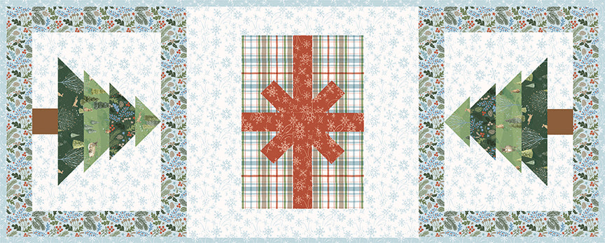 Santa's Tree Farm Woodland print in Snowy White by Lisa Audit for Riley Blake Designs