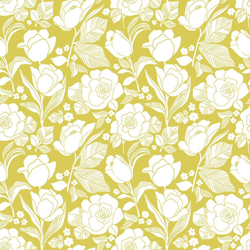Flower Farm - Tulips Lime Print - by Keera Job for Riley Blake Designs