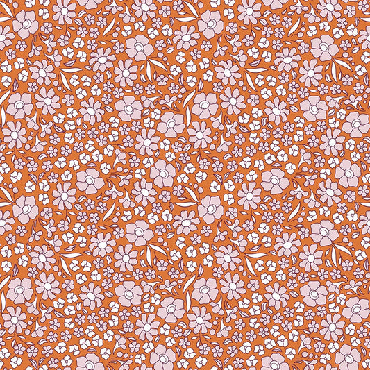 Flower Farm - Flower Field Orange Print - by Keera Job for Riley Blake Designs