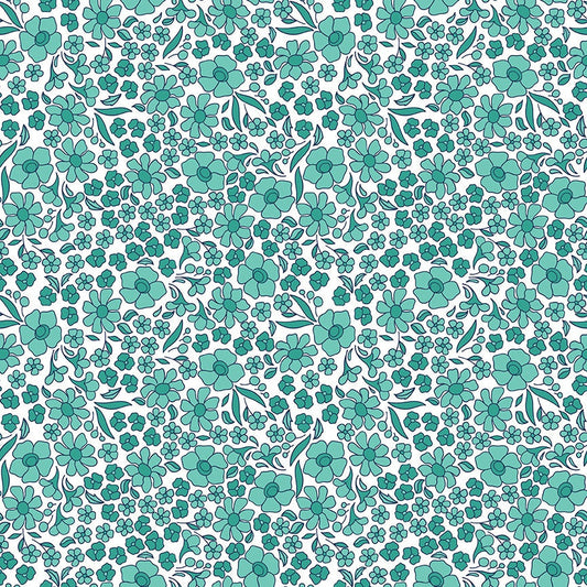 Flower Farm - Flower Field Teal Print - by Keera Job for Riley Blake Designs