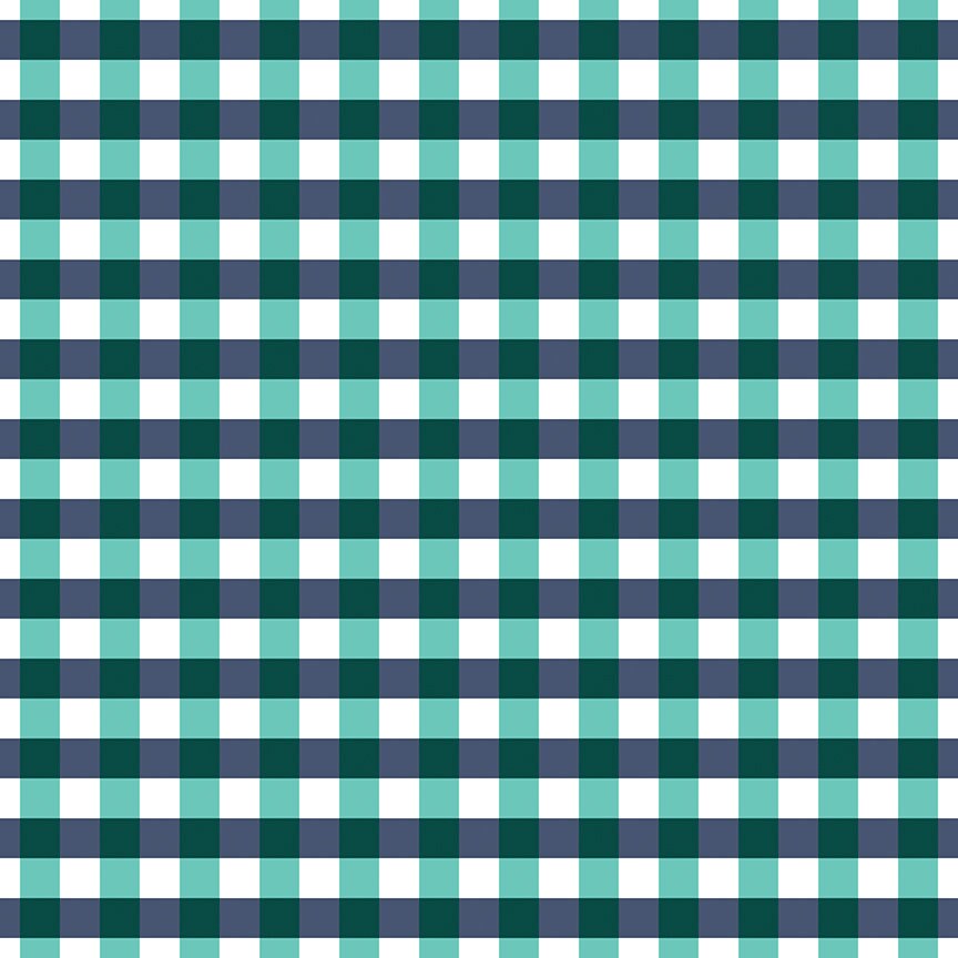 Flower Farm - Gingham Teal Print - by Keera Job for Riley Blake Designs