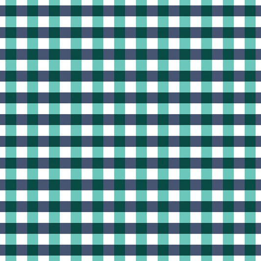 Flower Farm - Gingham Teal Print - by Keera Job for Riley Blake Designs