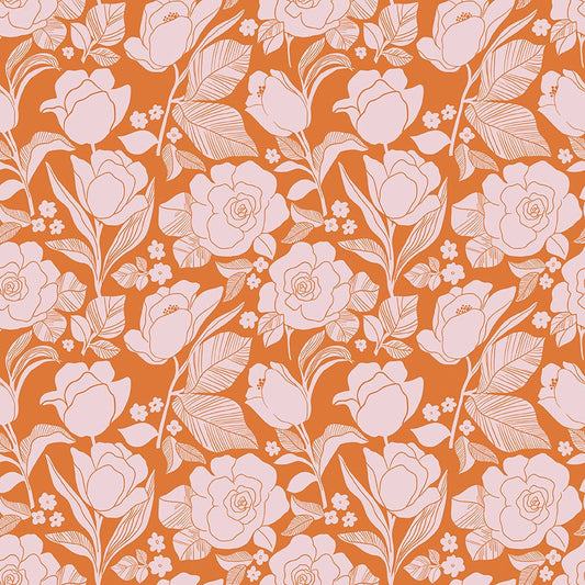 Flower Farm - Tulips Orange Print - by Keera Job for Riley Blake Designs