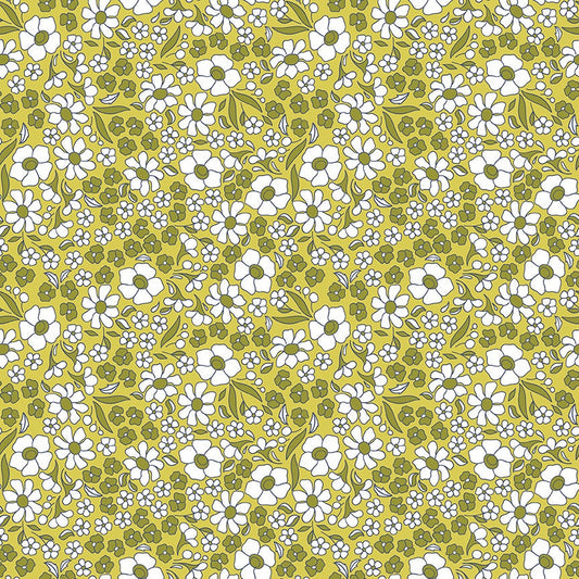 Flower Farm - Flower Field Lime Print - by Keera Job for Riley Blake Designs