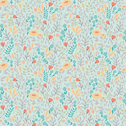 Sunshine and Sweet Tea - Summer Floral Mint Print - by Amanda Castor of Material Girl Quilts for Riley Blake Designs