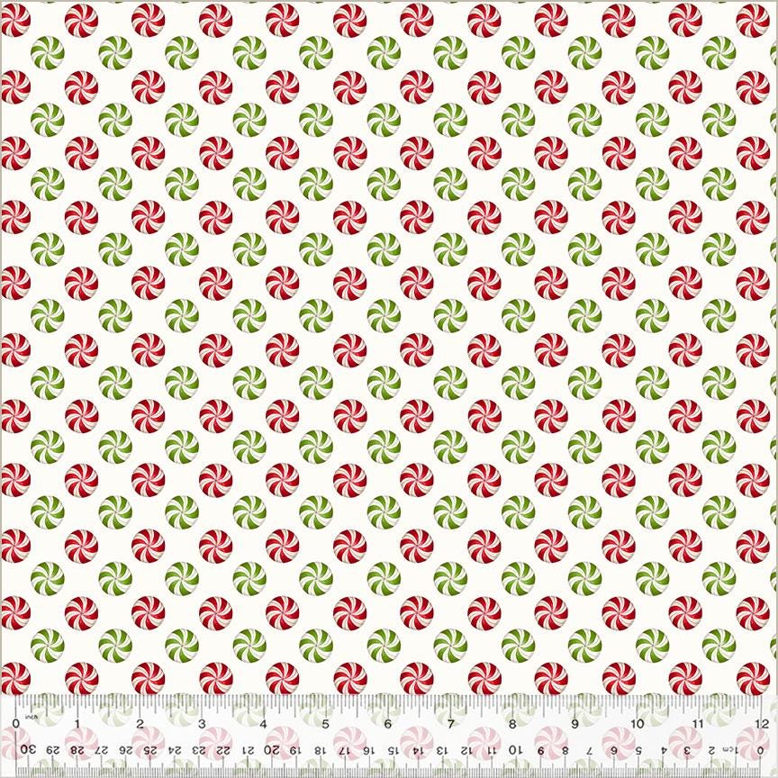 A Very Terri Christmas - Peppermints Print Ivory - by Terri Degenkolb Whimsicals for Windham Fabrics