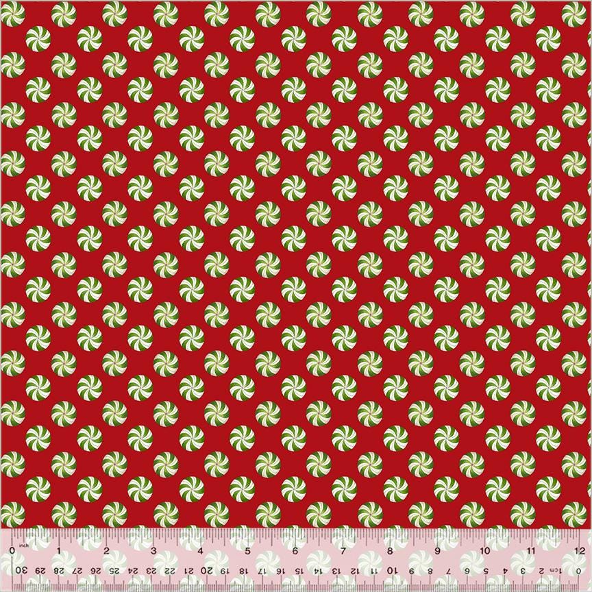 A Very Terri Christmas - Peppermints Print Red - by Terri Degenkolb Whimsicals for Windham Fabrics