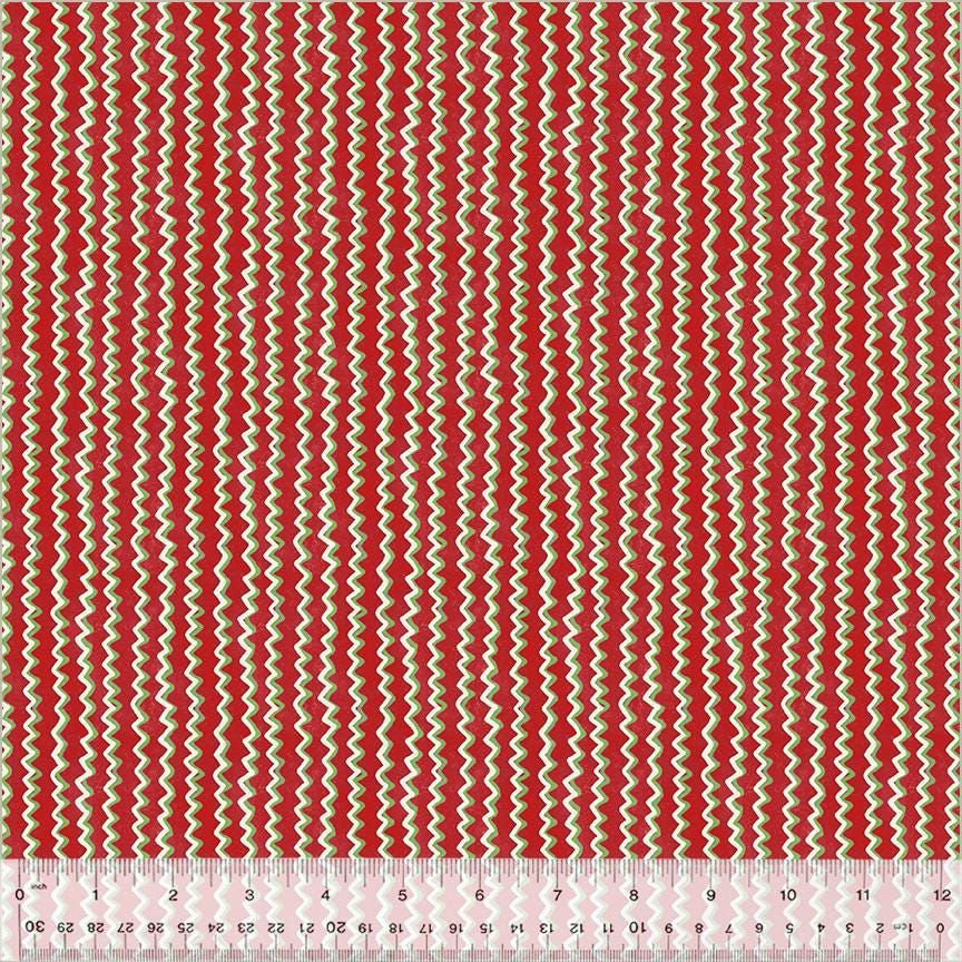 A Very Terri Christmas - Chevron Stripe Print Red - by Terri Degenkolb Whimsicals for Windham Fabrics