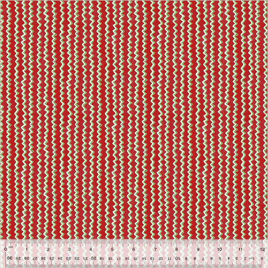A Very Terri Christmas - Chevron Stripe Print Red - by Terri Degenkolb Whimsicals for Windham Fabrics
