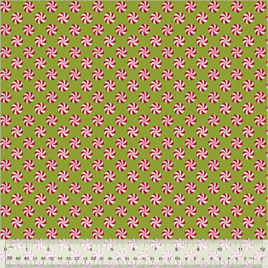 A Very Terri Christmas - Peppermints Print Mistletoe - by Terri Degenkolb Whimsicals for Windham Fabrics