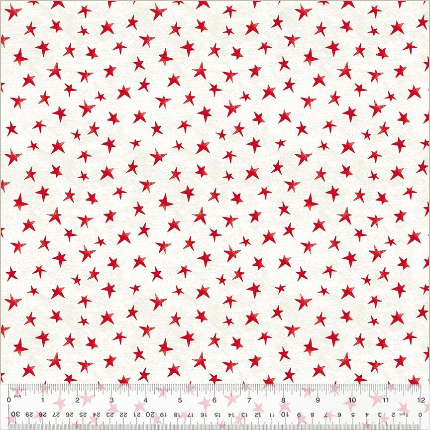 A Very Terri Christmas - Christmas Star Print Ivory - by Terri Degenkolb Whimsicals for Windham Fabrics