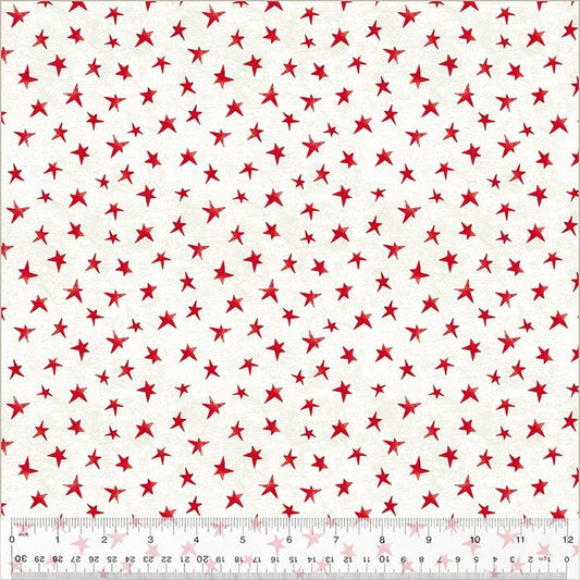 A Very Terri Christmas - Christmas Star Print Ivory - by Terri Degenkolb Whimsicals for Windham Fabrics