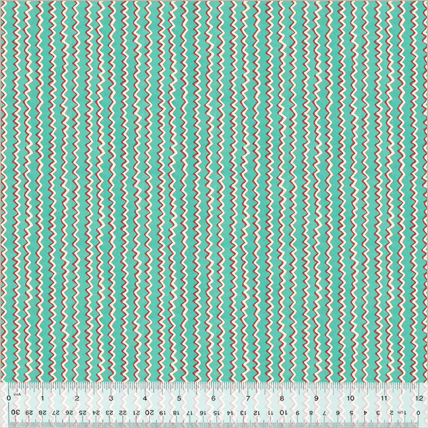 A Very Terri Christmas - Chevron Stripe Print Turquoise - by Terri Degenkolb Whimsicals for Windham Fabrics