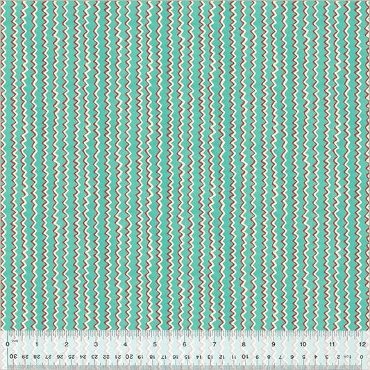 A Very Terri Christmas - Chevron Stripe Print Turquoise - by Terri Degenkolb Whimsicals for Windham Fabrics