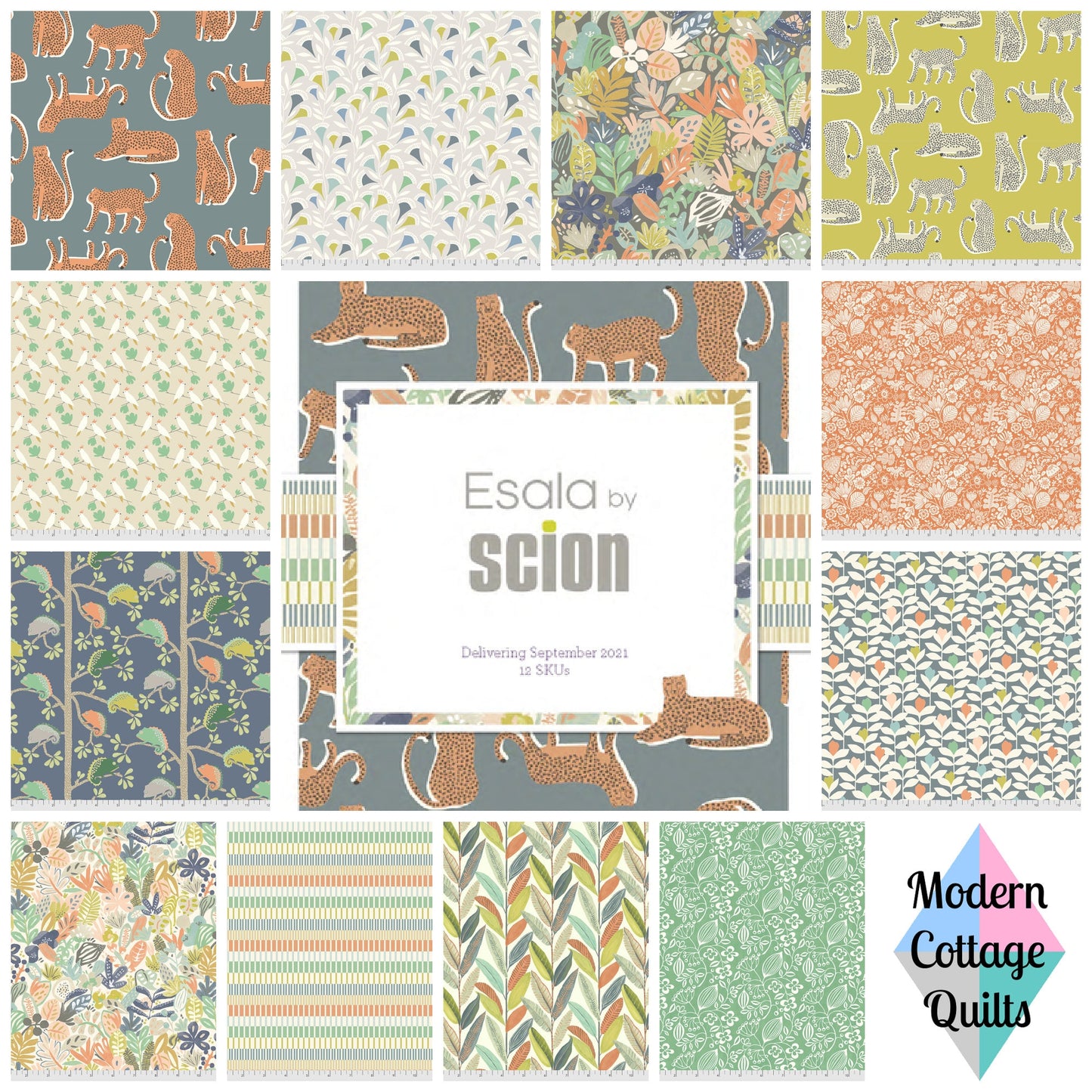 Esala Collection Lionel Print - Denim Colored Quilters Cotton by Scion for FreeSpirit Fabrics
