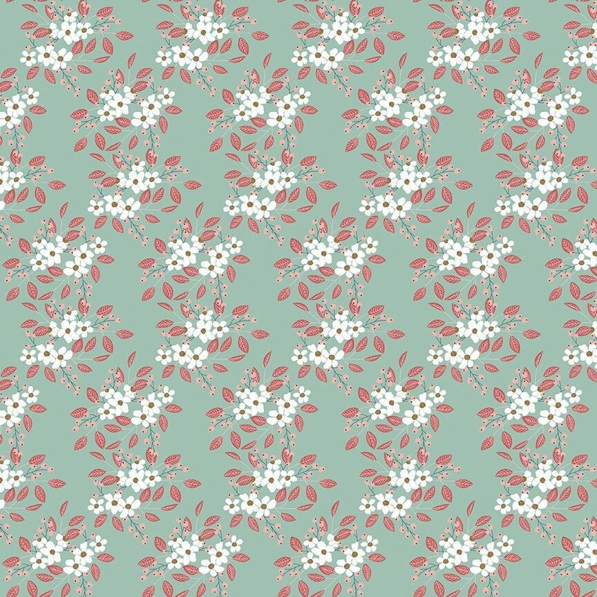 Whimsical Romance Mint Posies Print by Keera Job for Riley Blake Designs