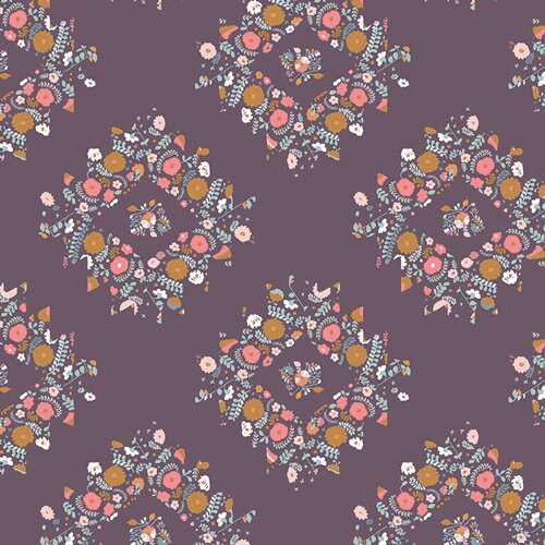 Blithe Collection - Joy Wreaths Plum Print - by Katarina Roccella for Art Gallery Fabrics