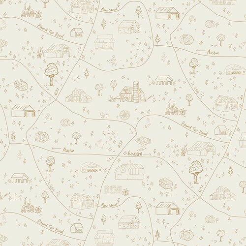 Road to Round Top - Village Lane Print - by Elizabeth Chappell for Art Gallery Fabrics