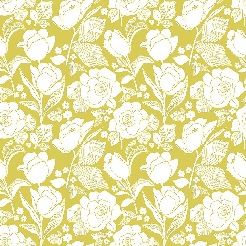 Flower Farm - Tulips Lime Print - by Keera Job for Riley Blake Designs