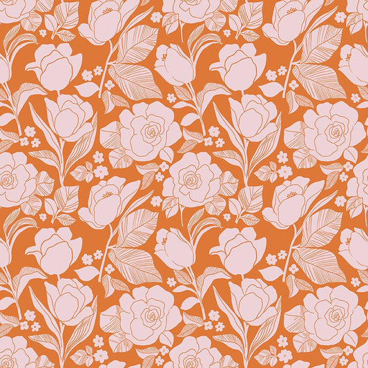 Flower Farm - Tulips Orange Print - by Keera Job for Riley Blake Designs