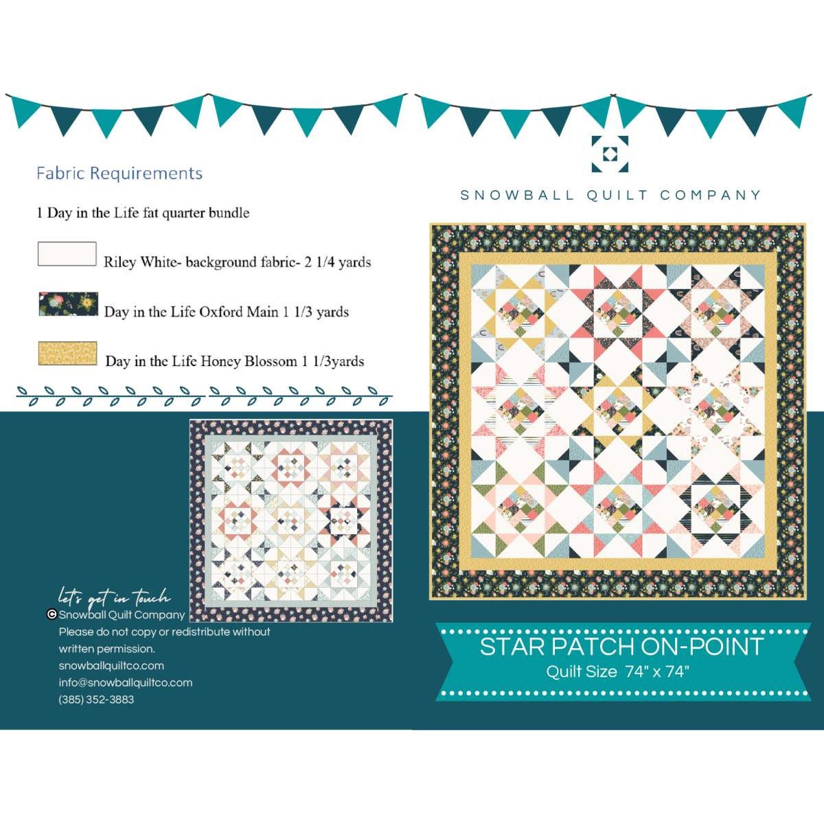 Star Patch On-Point Quilt Pattern by the Snowball Quilt Company