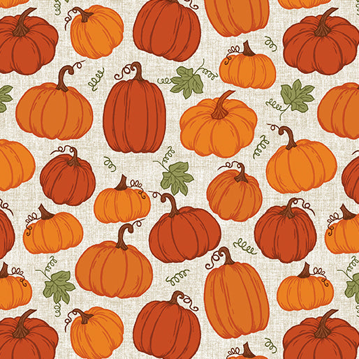 Harvest Farm - Rustic Pumpkins Natural - by Painted Sky Studio for Benartex Fabrics