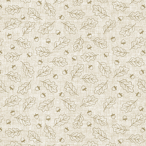 Harvest Farm - Outline Leaves Natural - by Painted Sky Studio for Benartex Fabrics