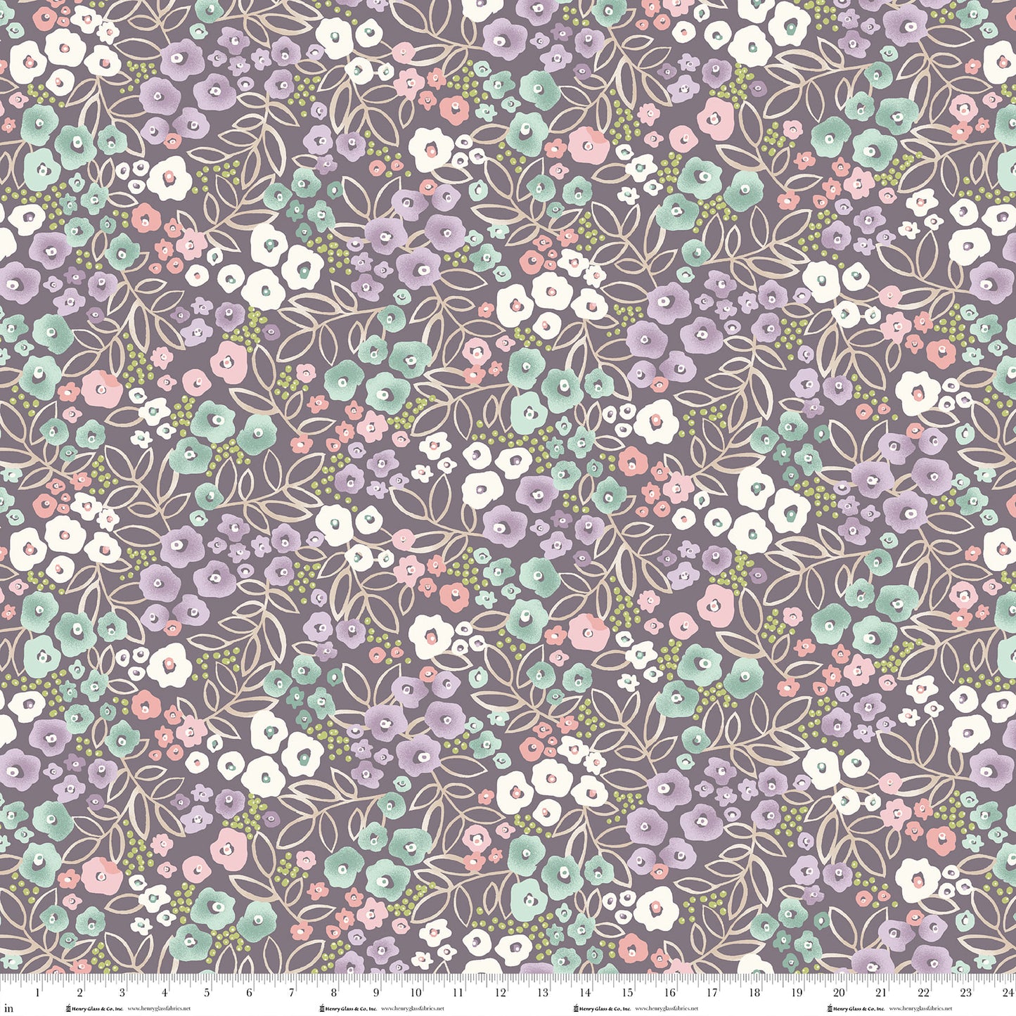 My Sunroom - Sweet Floral Print in Slate - by Goldi L Designs for Henry Glass Fabrics