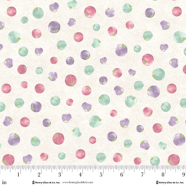 My Sunroom - Berry Dot Print in Whip Cream - by Goldi L Designs for Henry Glass Fabrics