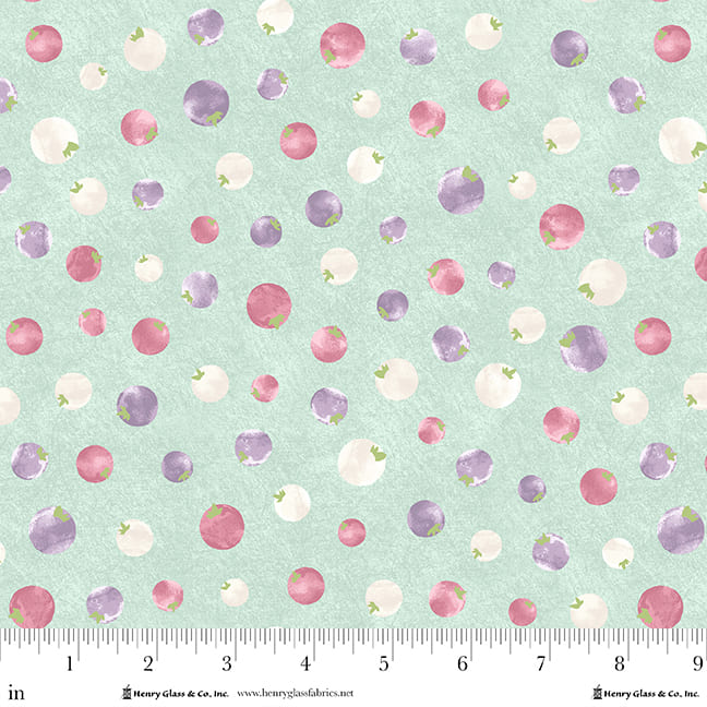 My Sunroom - Berry Dot Print in Sea Glass - by Goldi L Designs for Henry Glass Fabrics
