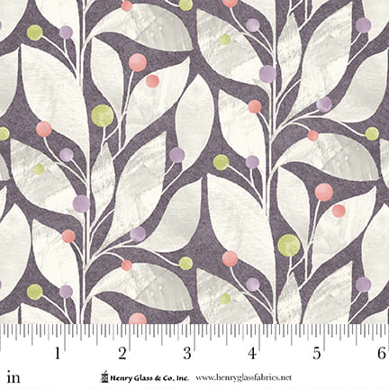My Sunroom - Vine and Pop Print in Slate - by Goldi L Designs for Henry Glass Fabrics