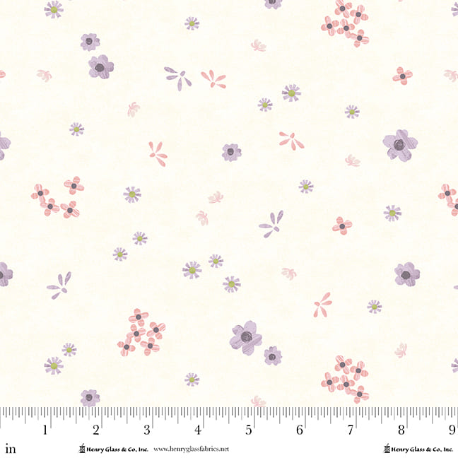 My Sunroom - Flower Ditsy Print in Whip Cream - by Goldi L Designs for Henry Glass Fabrics